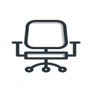 Figura de una silla de oficina sobre un fondo blanco