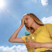 Mujer sufriendo insolación en verano