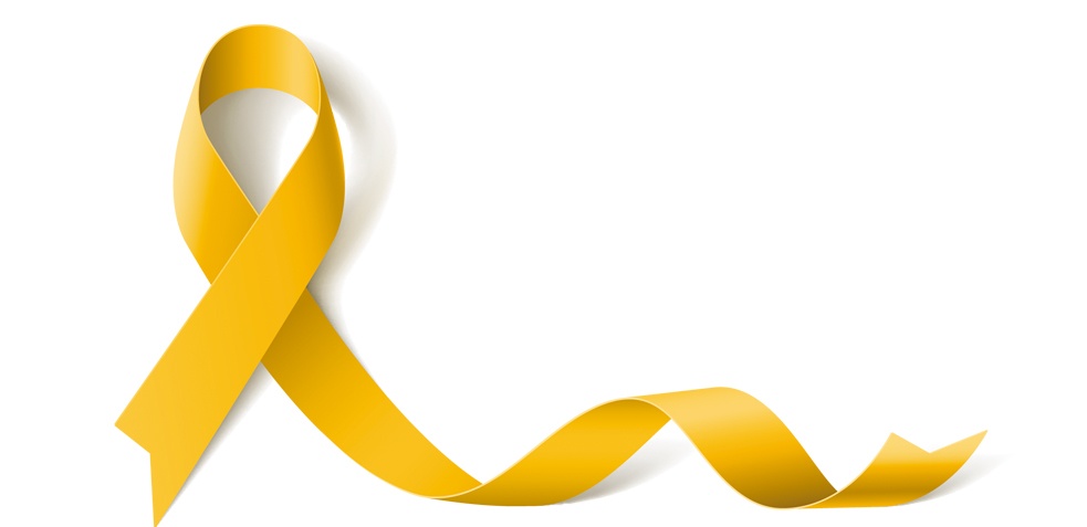 Lazo amarillo representando el apoyo al cáncer de hueso