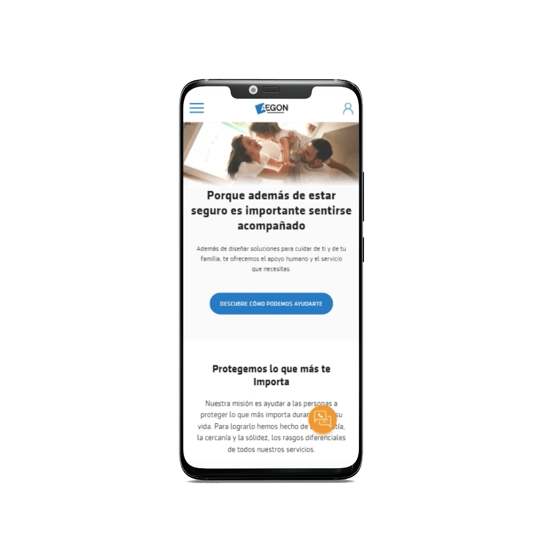 Smartphone muestra el diseño de la nueva web de Aegon 